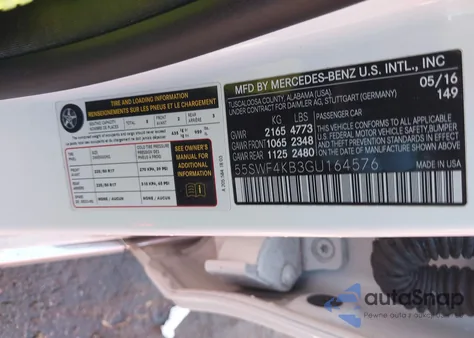 2016 Mercedes-Benz C 300 4Matic from USA, damaged, VIN 55SWF4KB3GU164576